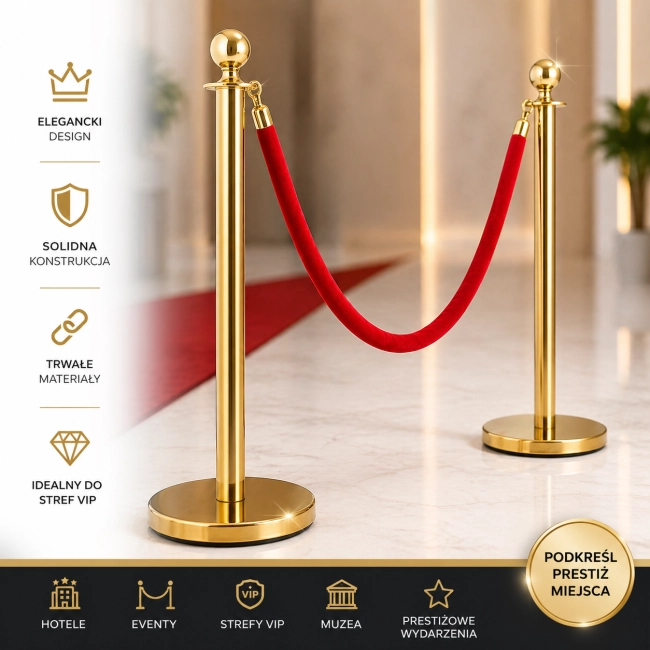 Słupek odgradzający złoty VIP – elegancki model Królewski